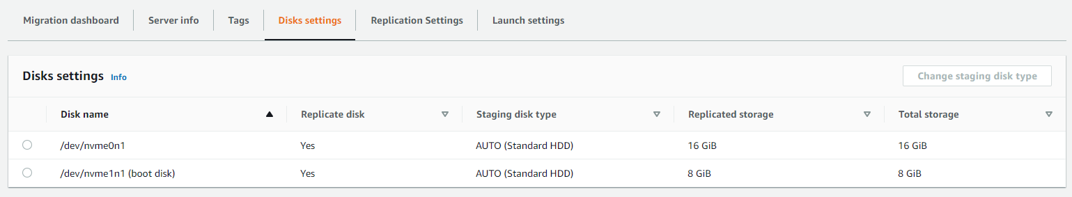 Disk settings