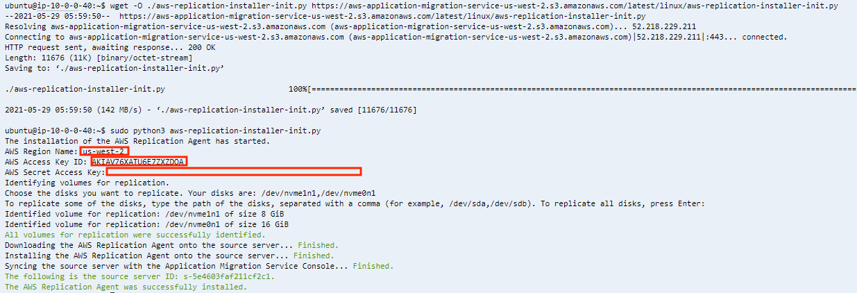 Application Migration Service - agent installation