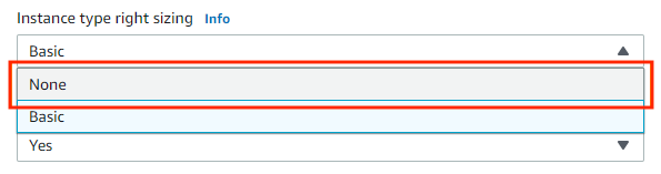 Disable automated rightsizing