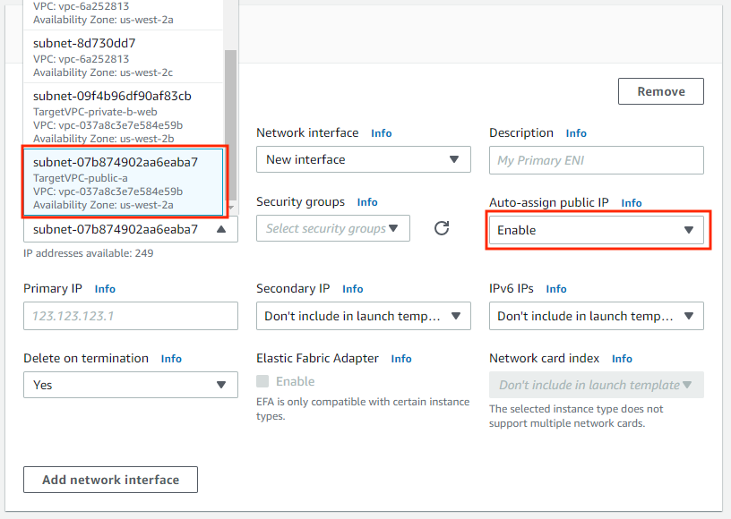 Launch template - modify network