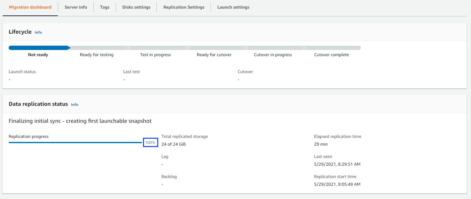 Migration dashboard