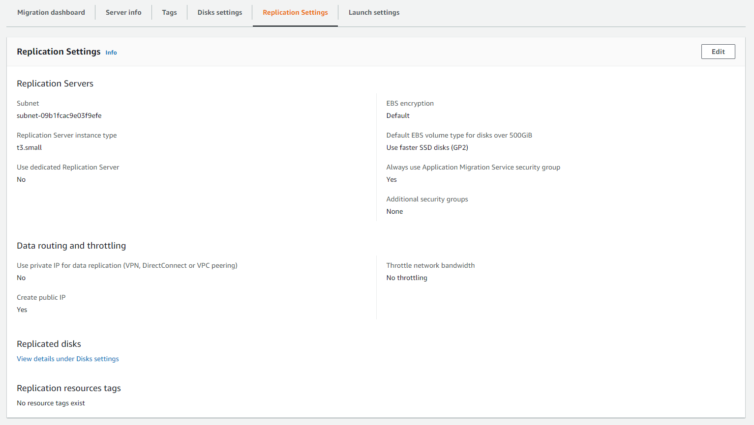 Change replication settings