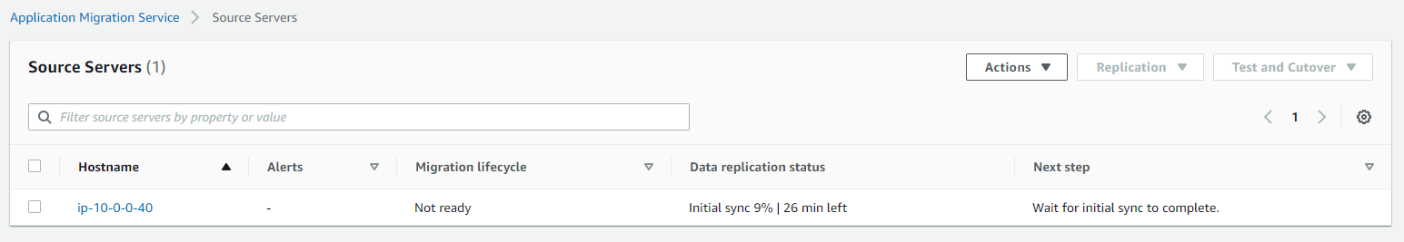 Application Migration Service - Source Servers list