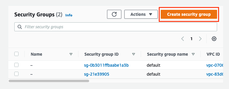 Create security group
