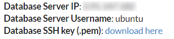 Database Server login information