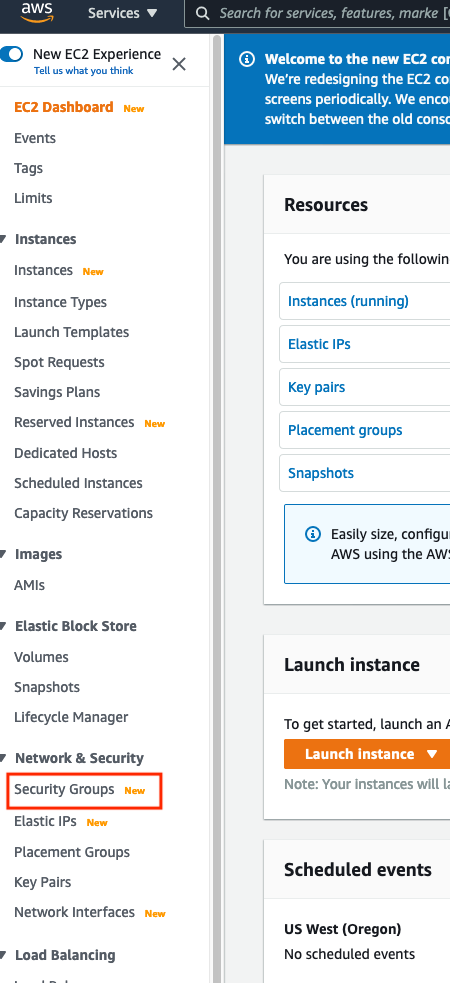 Click Security Groups