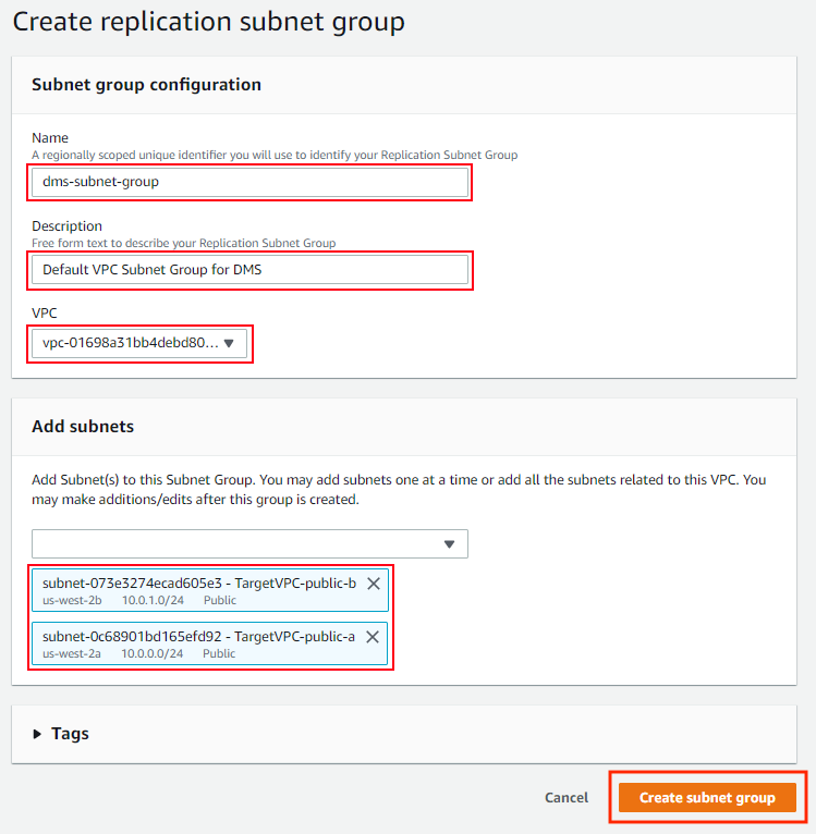 Replication-instance-networ